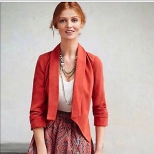 Anthropologie Cartonnier Ruched Salmon Blazer